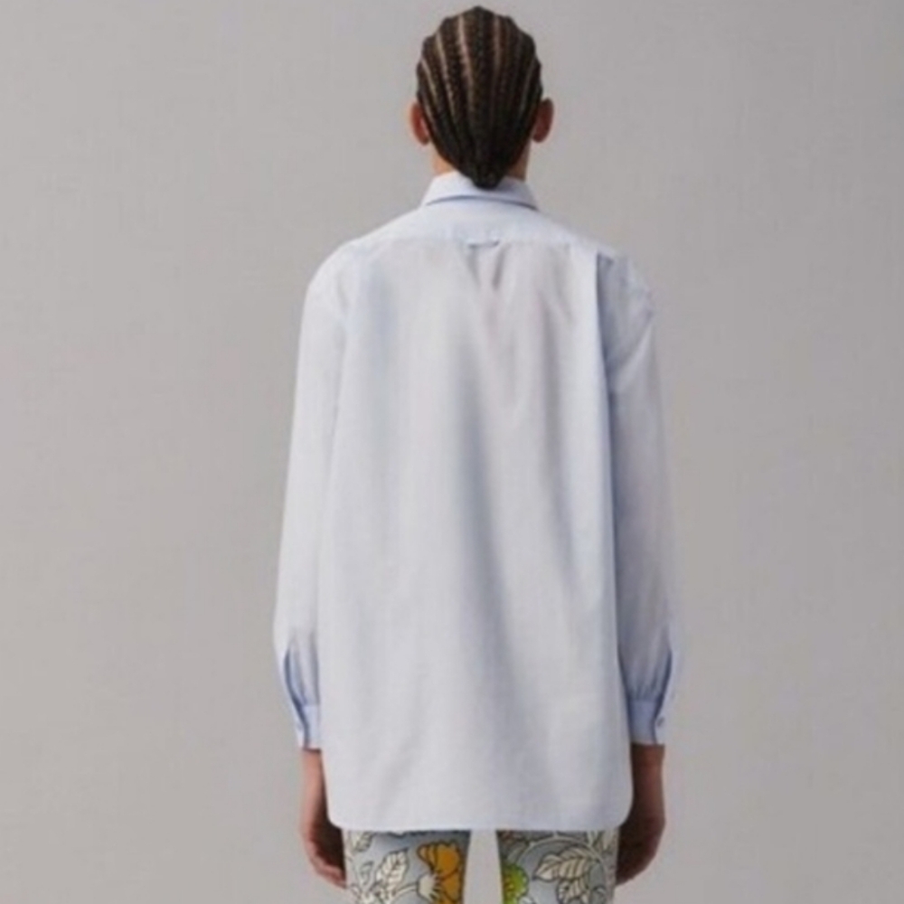 Tory Burch Light Blue Button Down Shirt with Gold Embroidery - Picture 8 of 16